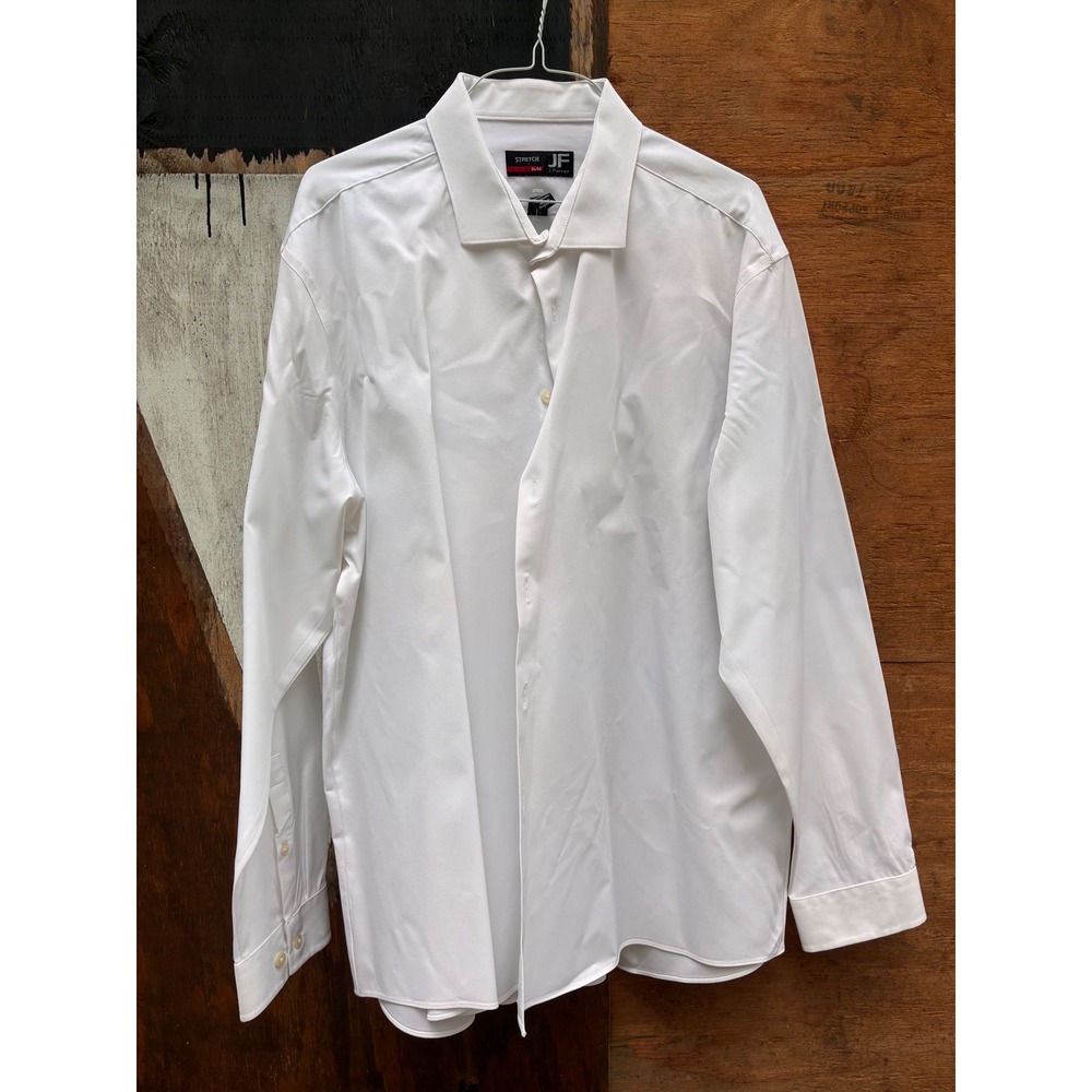 J. Ferrar Dress Shirt Mens XL White Excellent Slim Fit Stretch Long Sleeve